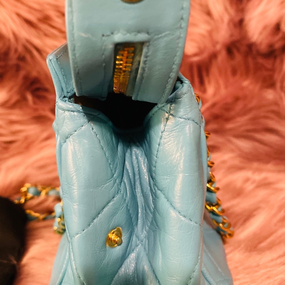 💙CHANEL😍Mini Matelasse Light Blue Lambskin Bag - Picture 7 of 15